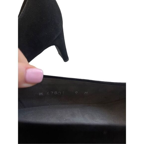Stuart Weitzman Womens Black Round Toe Slip On Heels Dressy Pump Shoes Size 9 - Picture 7 of 7
